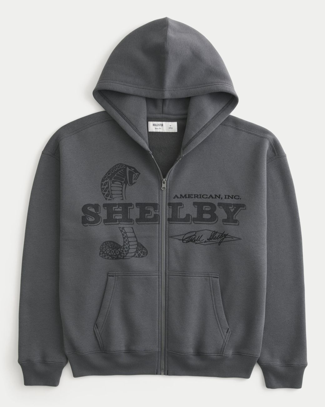 Hollister Gray Boxy Zip-up Shelby Graphic Hoodie for men