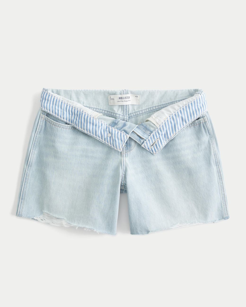 Hollister Blue Low-rise Light Wash Baggy Denim Shorts 5"