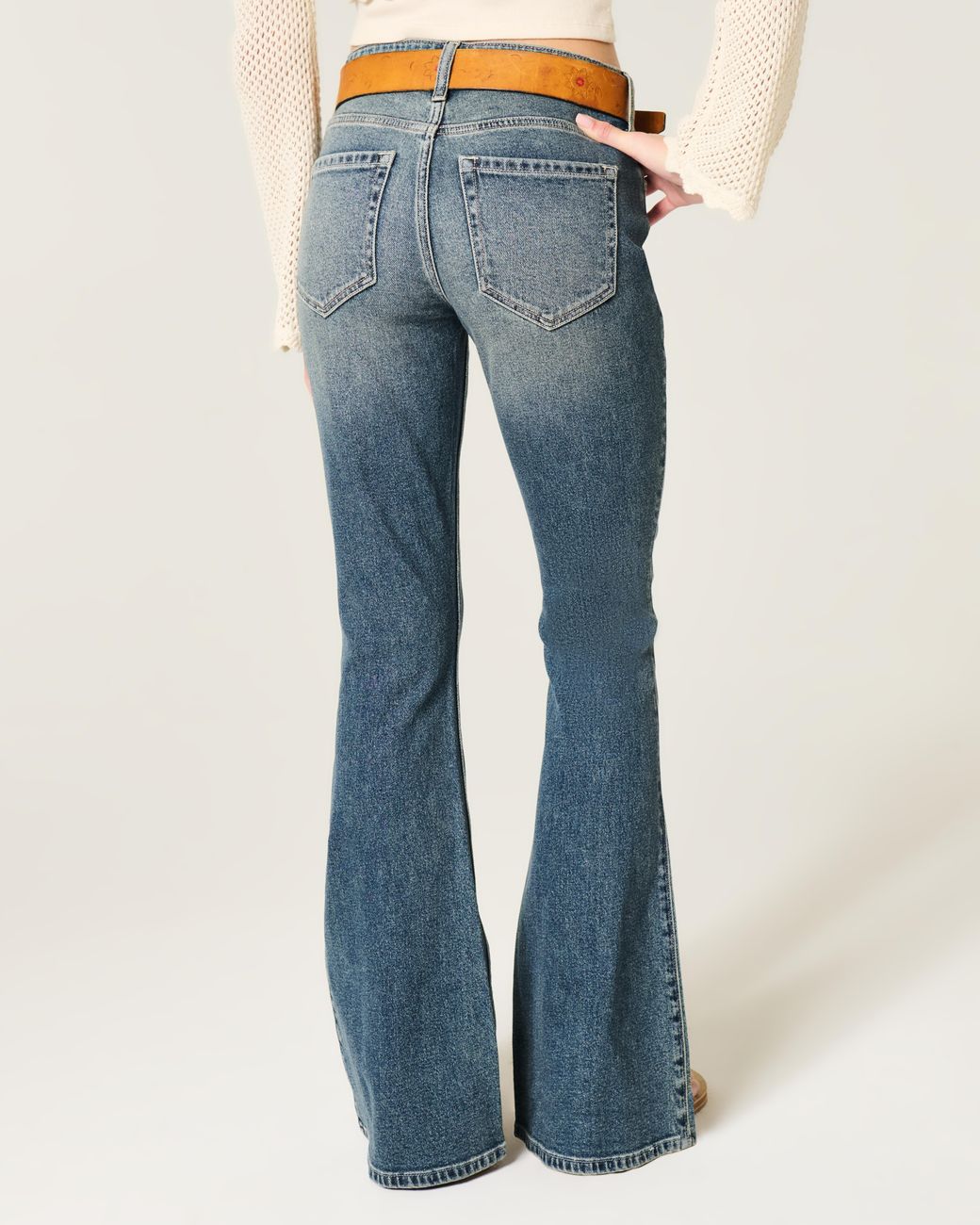 Hollister Blue High-rise Medium Wash Flare Jeans