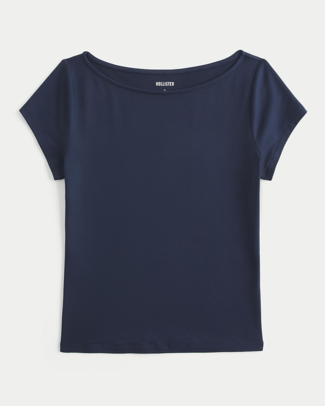 Hollister Blue Short-sleeve Seamless Fabric Slash-neck T-shirt