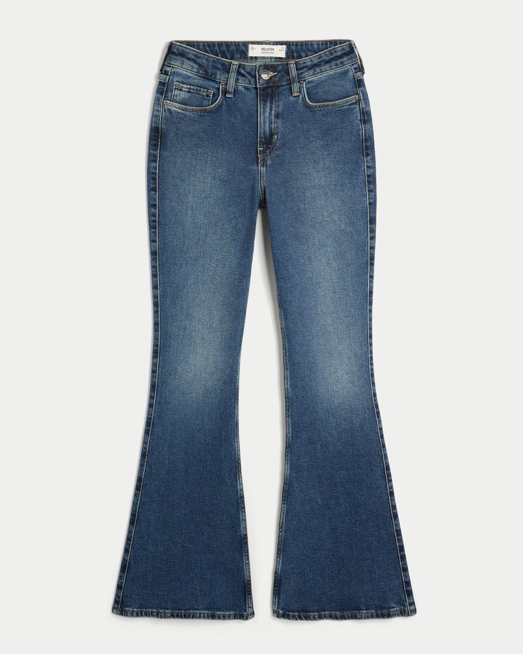 Hollister Blue High-rise Dark Wash Flare Jeans