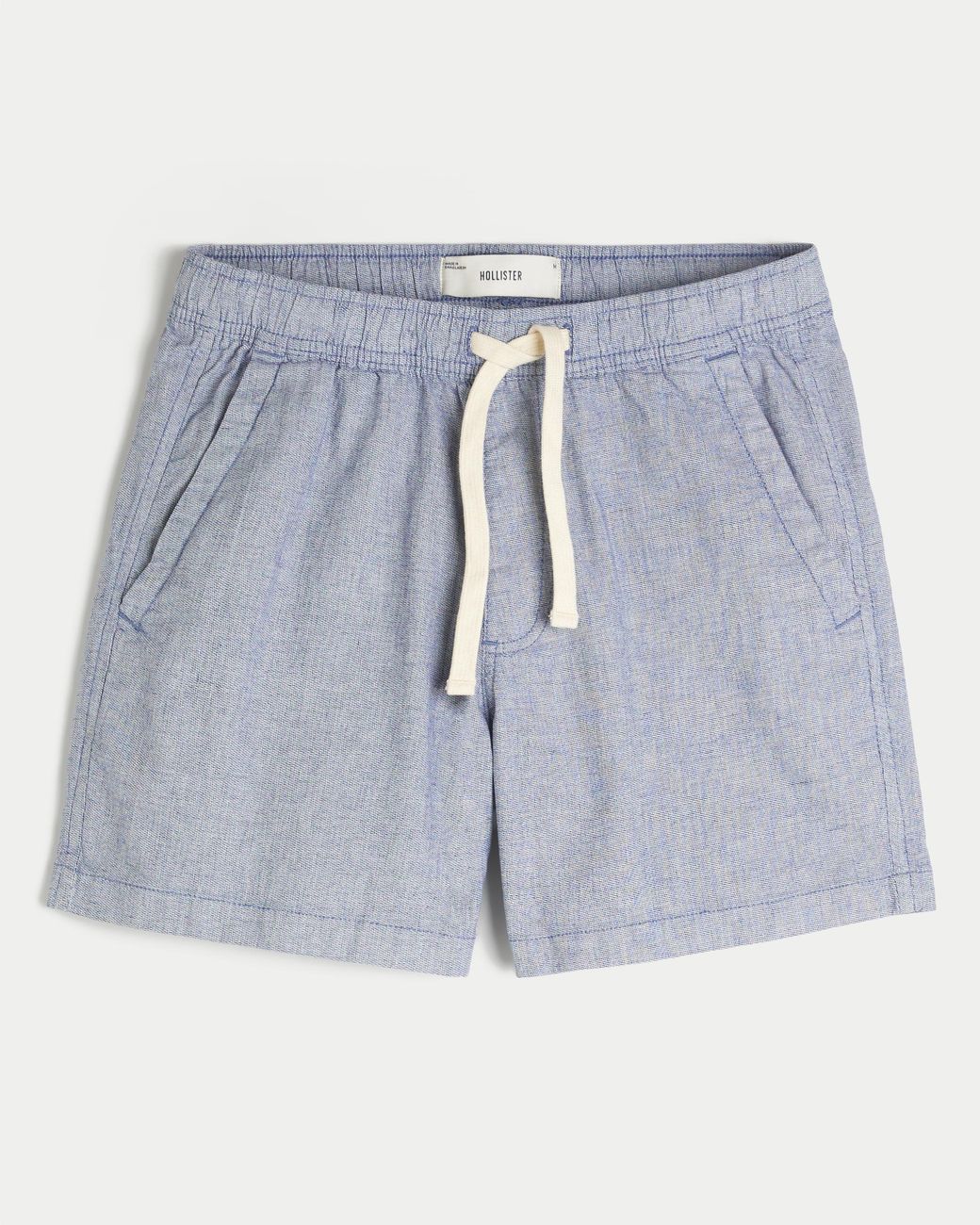 Hollister Blue Mid-thigh Linen-blend Pull-on Shorts for men