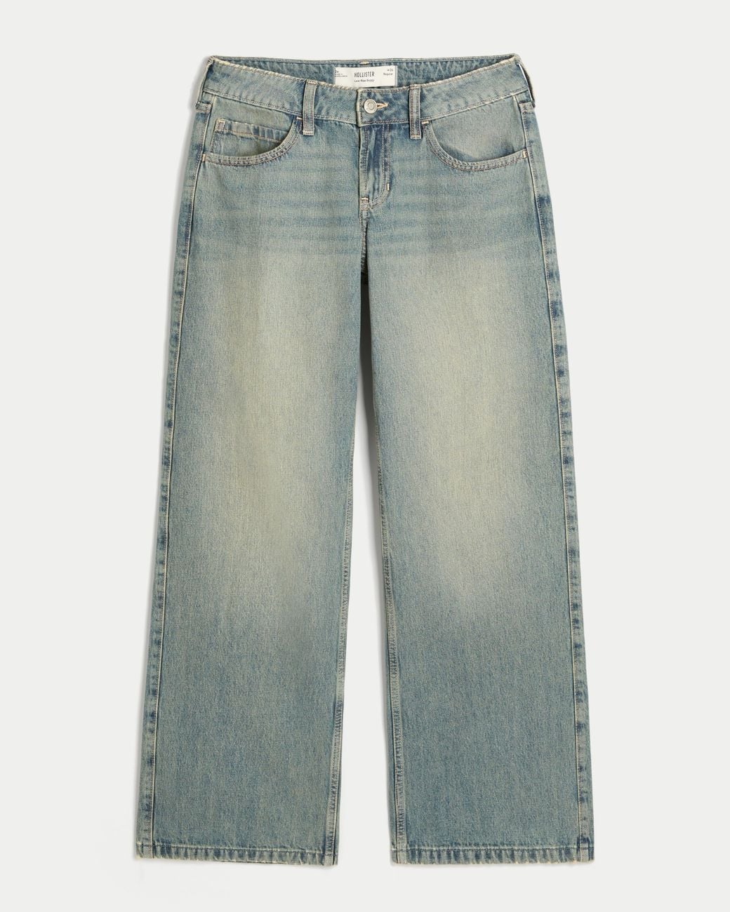 Hollister Blue Low-rise Medium Wash Baggy Jeans