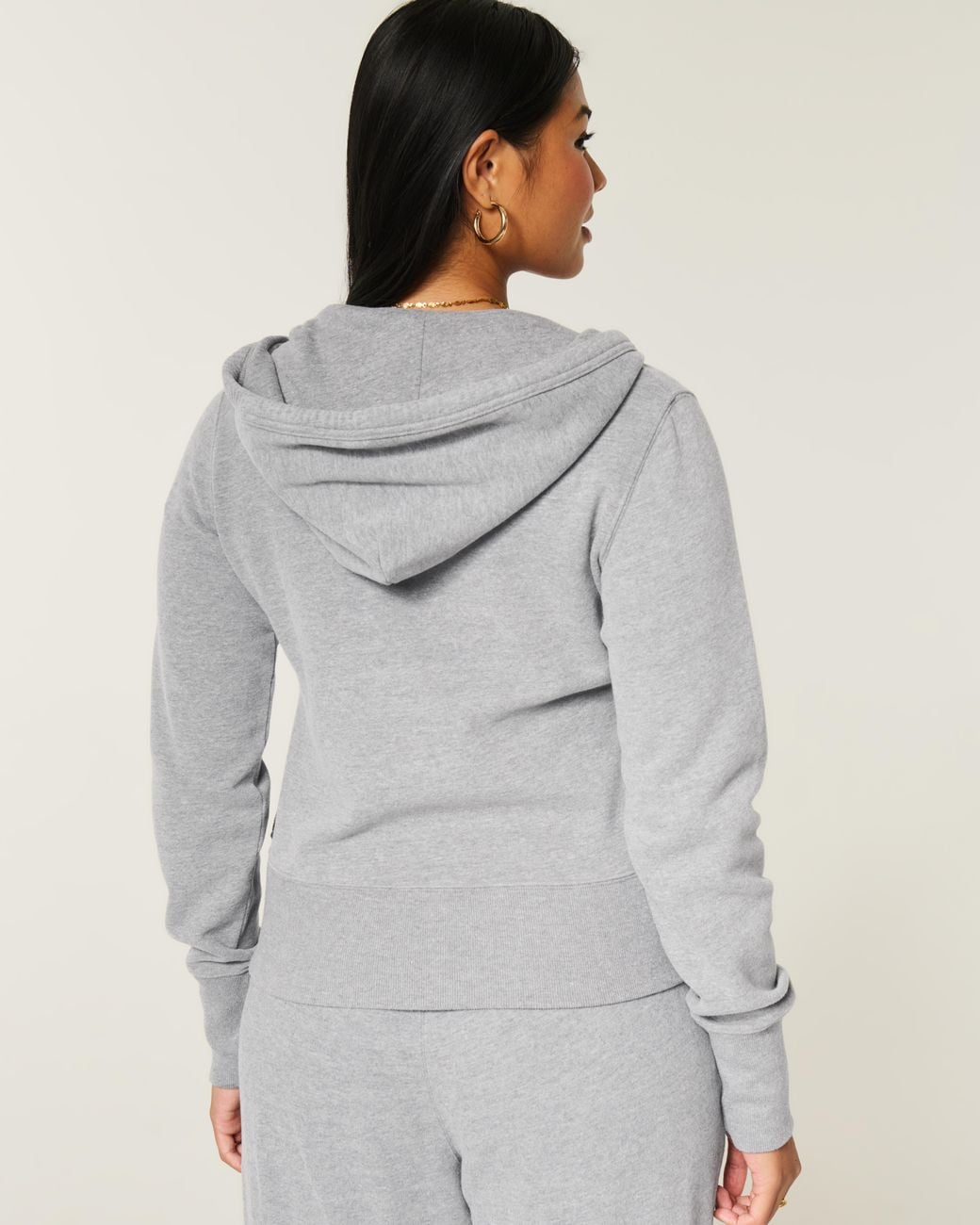 Hollister Gray Hollister Feel Good Zip-up Logo Graphic Hoodie