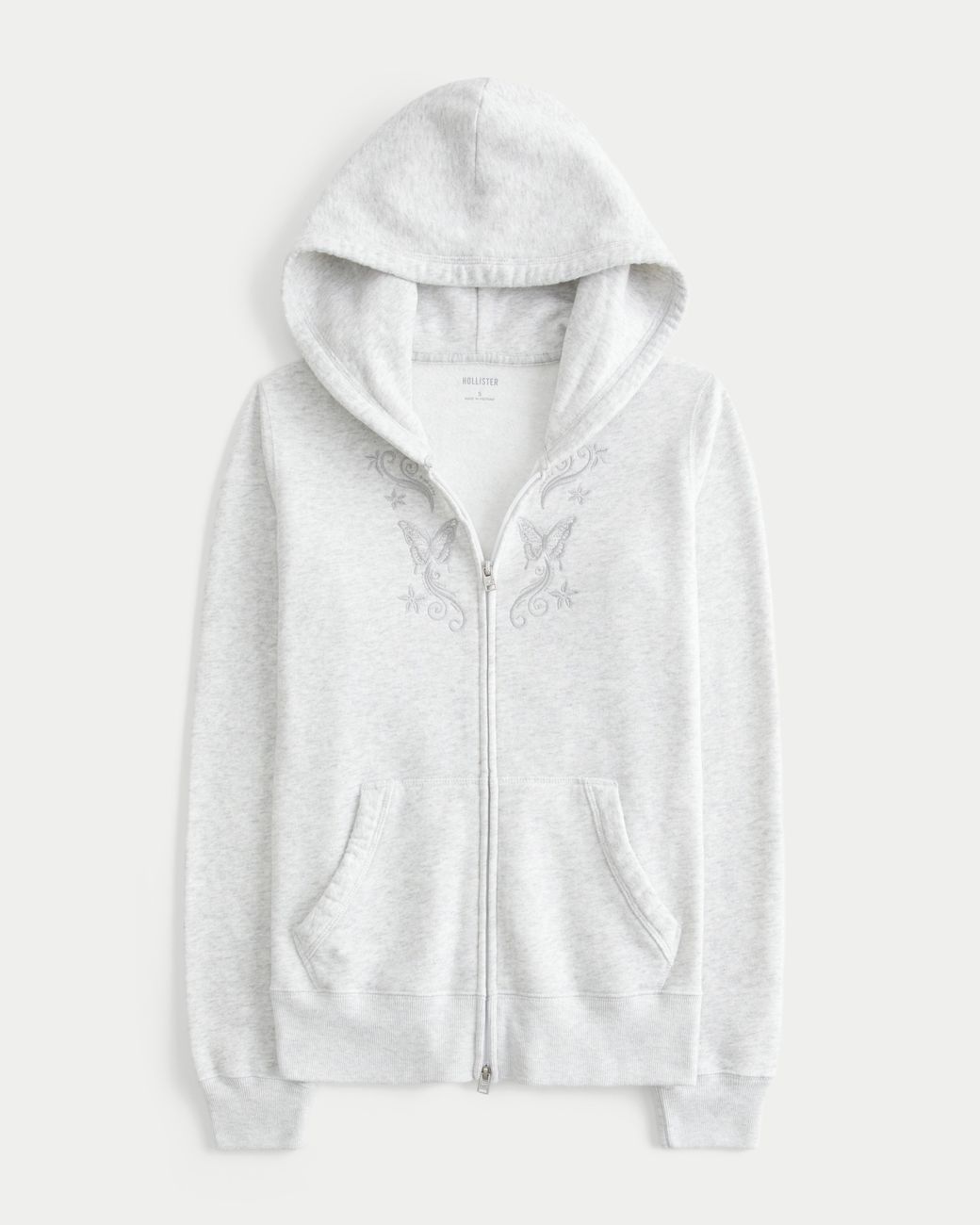 Hollister White Hollister Feel Good Butterfly Graphic Zip-up Hoodie