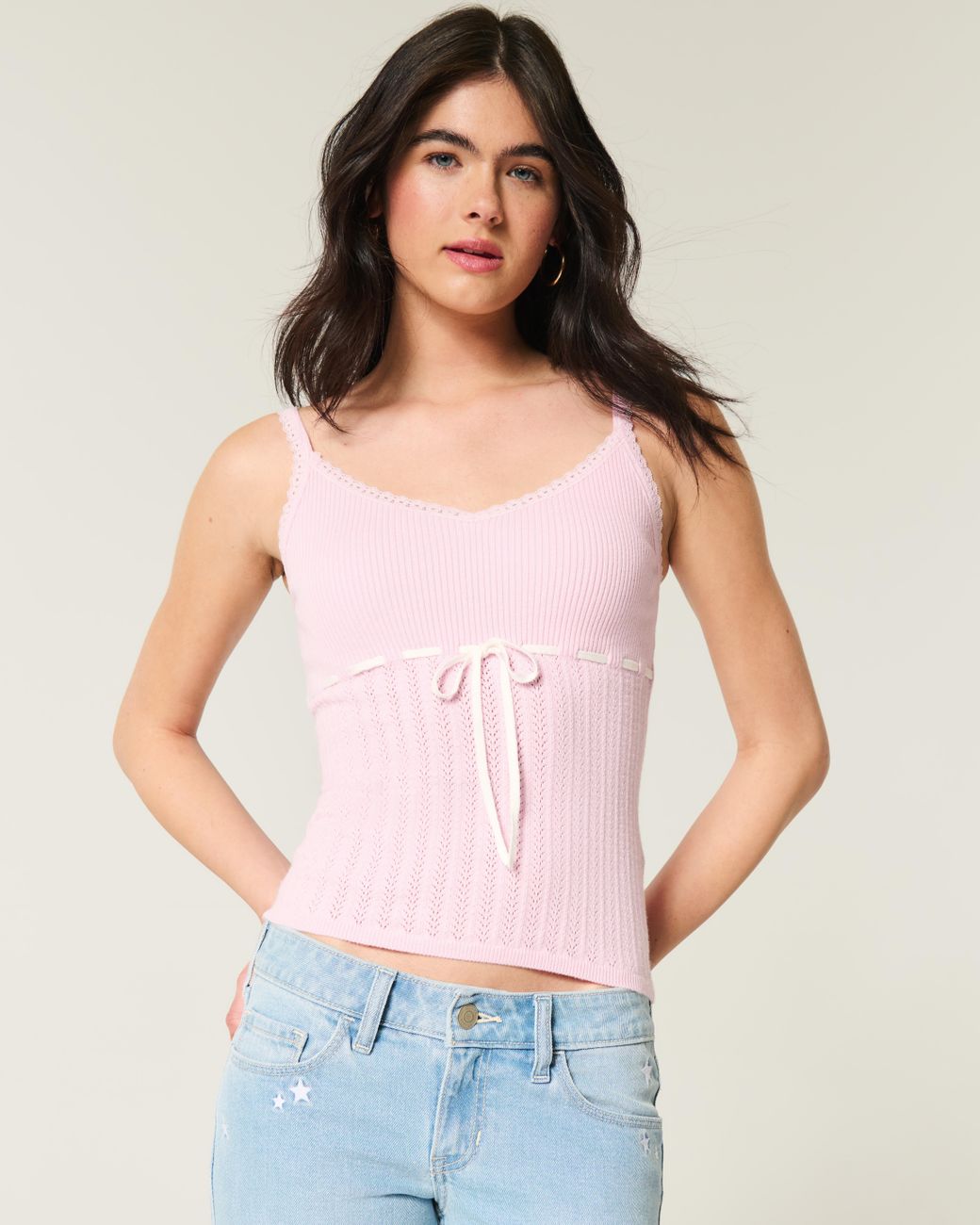 Hollister Pink Tie-front Sweater Tank