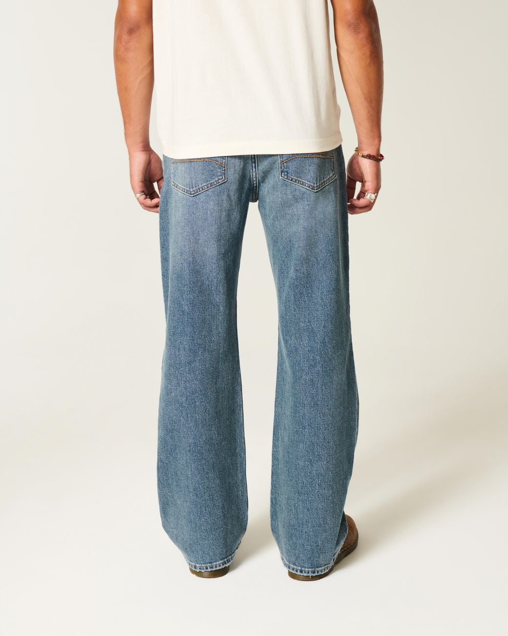 Hollister Blue Hermosa Medium Wash Relaxed Bootcut Jeans for men