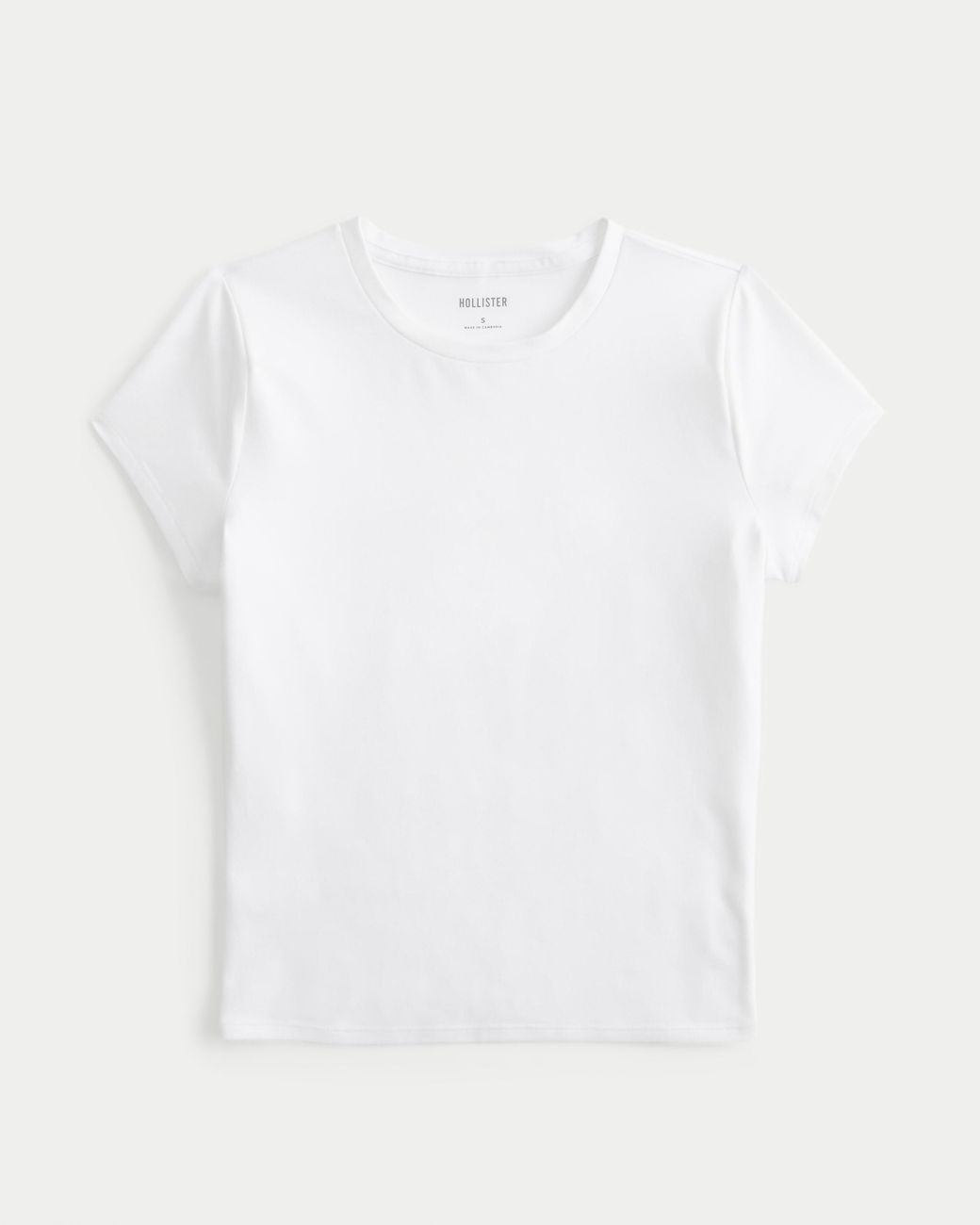 Hollister White Soft Stretch Seamless Fabric Longline Baby Tee