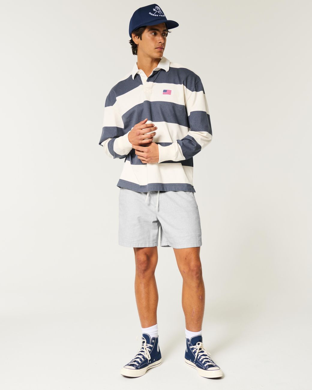 Hollister Gray Mid-thigh Linen-blend Pull-on Shorts for men
