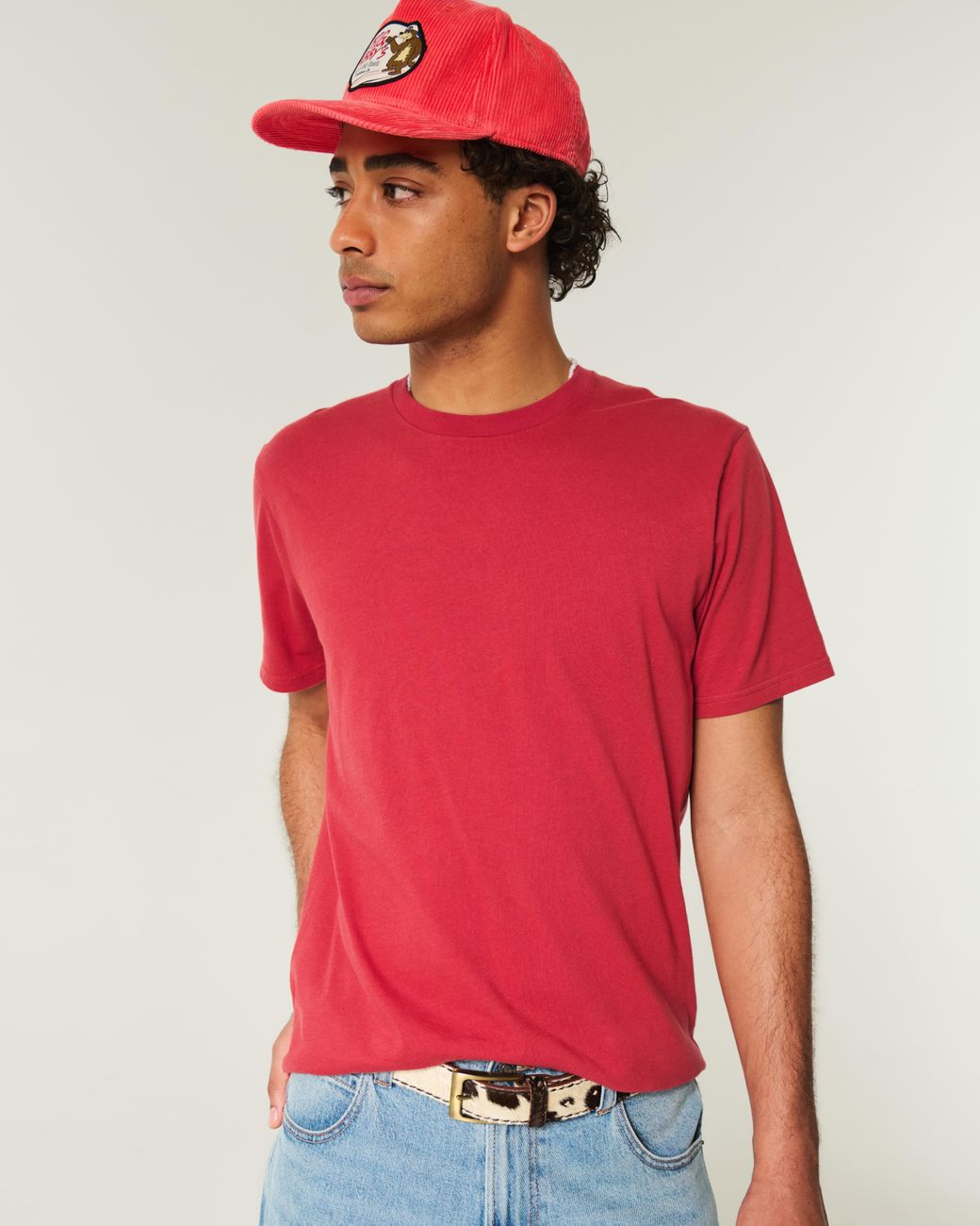 Hollister Red Classic Fit Crew T-shirt for men
