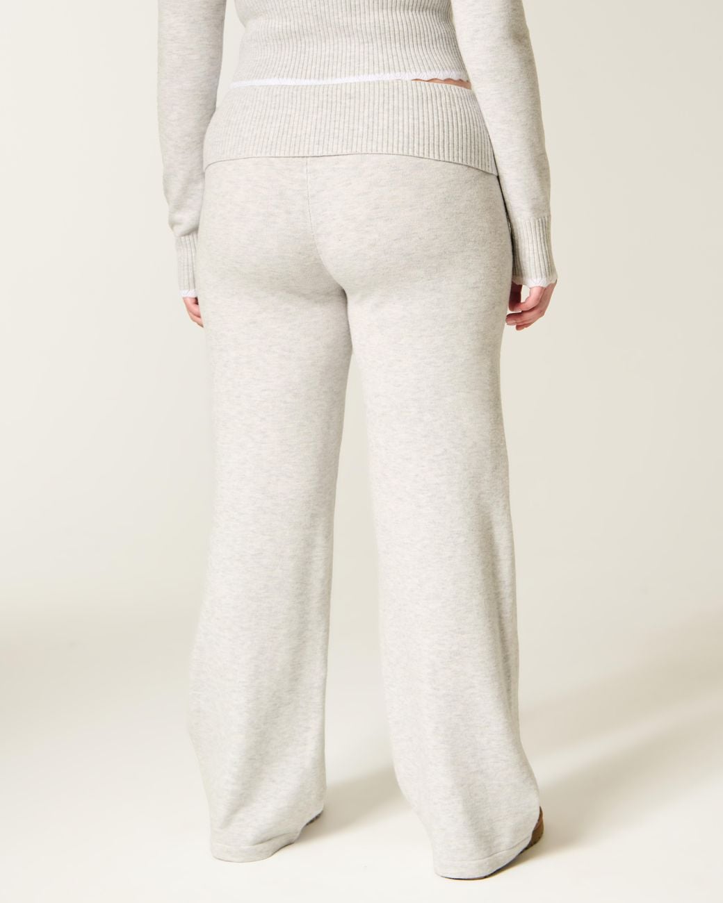 Hollister White Gilly Hicks Sweater-knit Foldover Straight Pants
