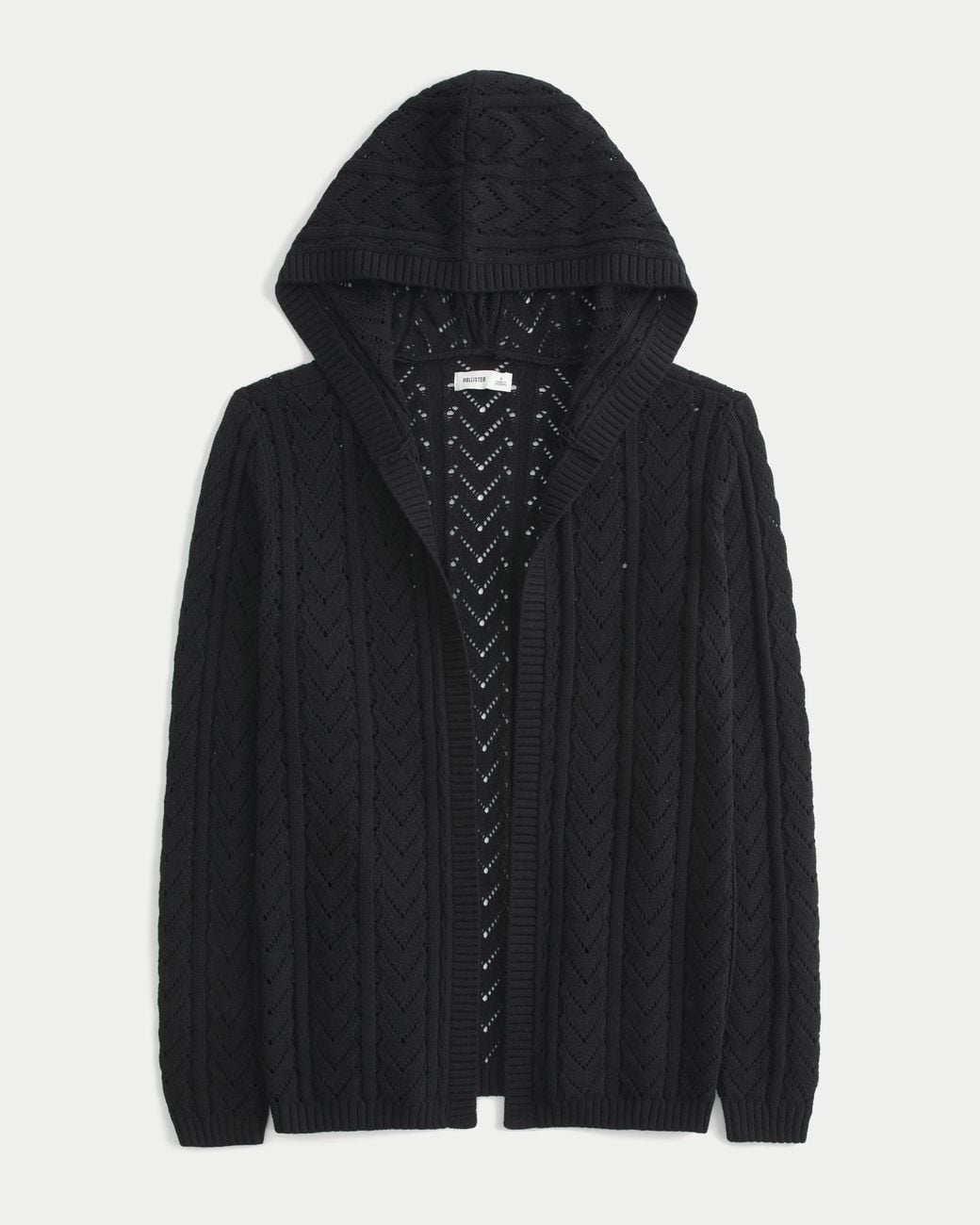 Hollister Black Stitchy Hooded No-close Cardigan