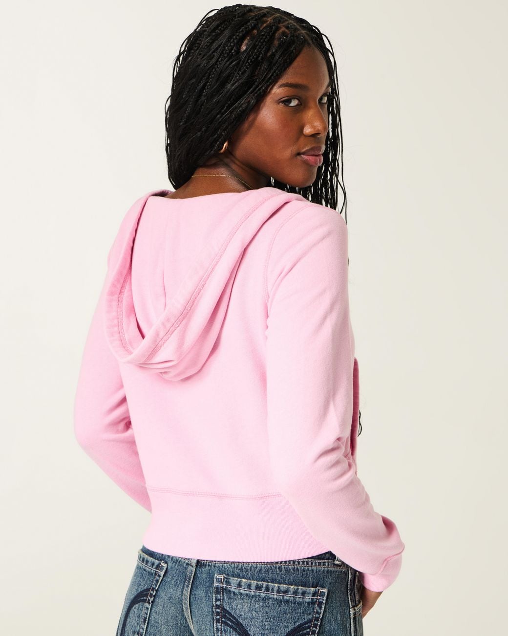 Hollister Pink Easy V-neck Hoodie