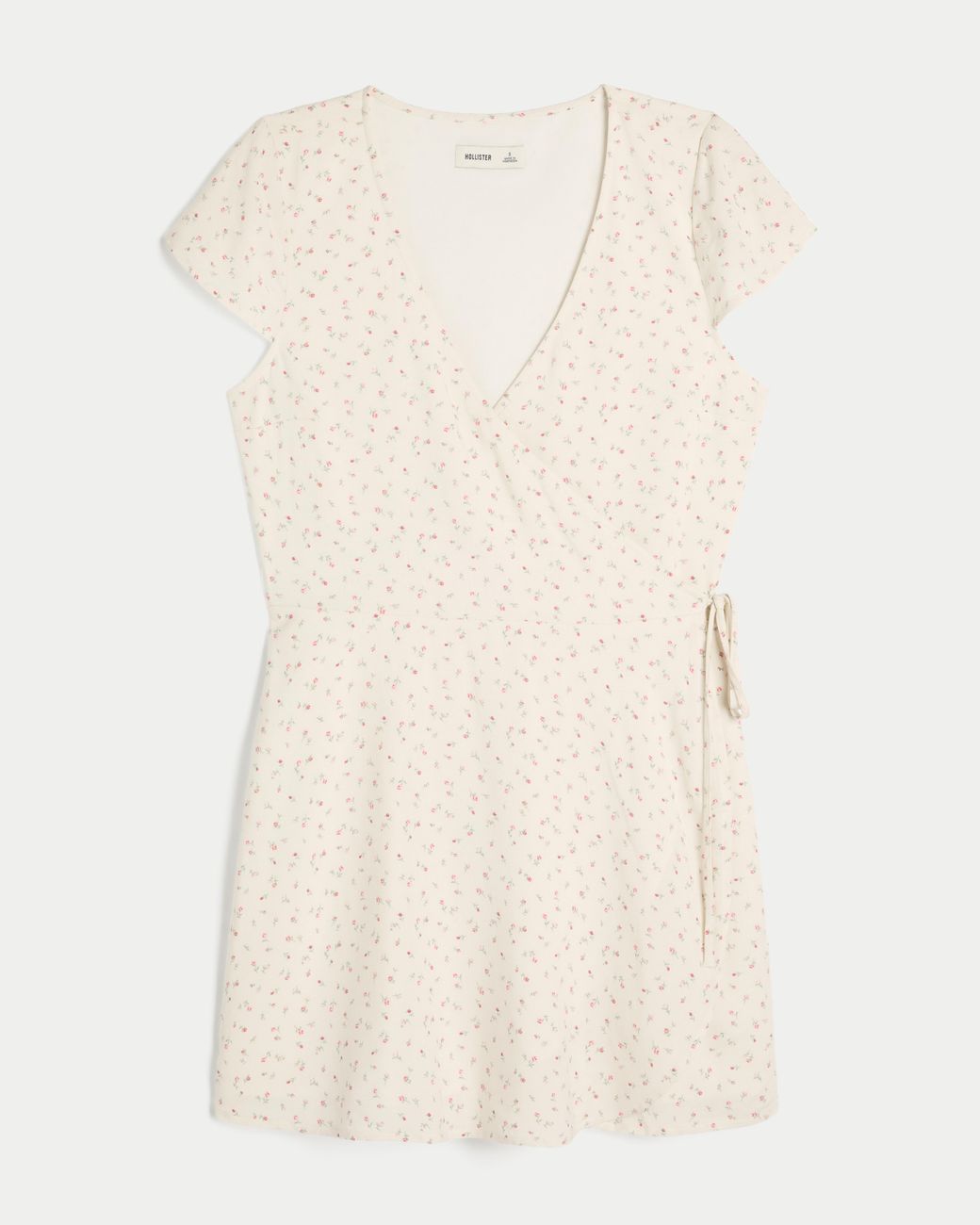 Hollister Natural Short-sleeve Wrap Mini Dress