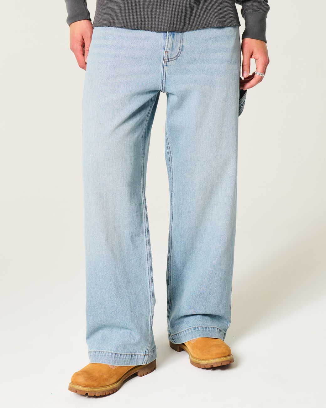 Hollister Blue Light Wash Super Baggy Painter Jeans for men