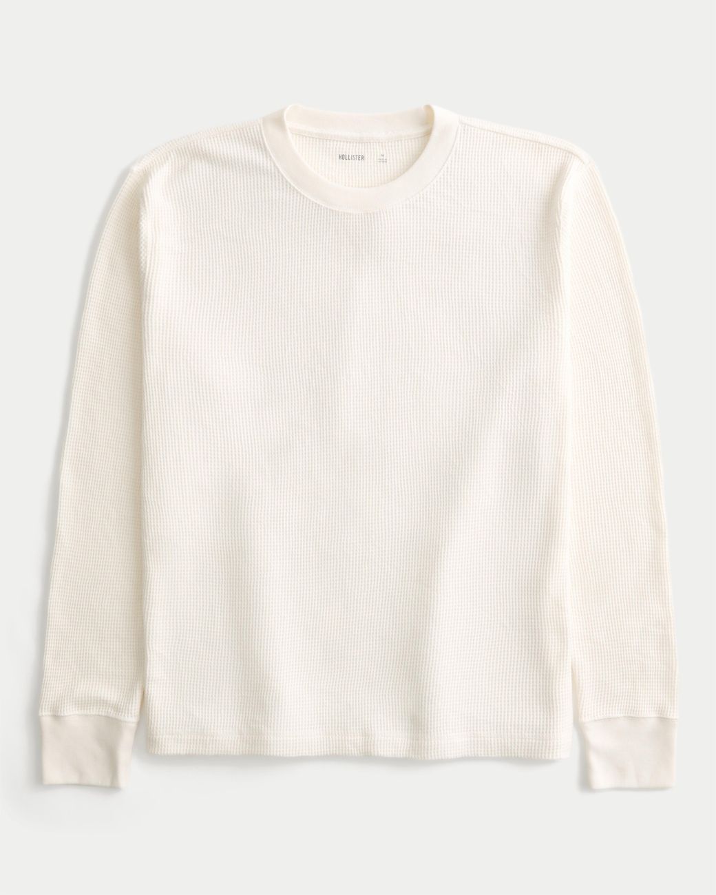 Hollister White Relaxed Thermal Long-sleeve Crew Shirt for men