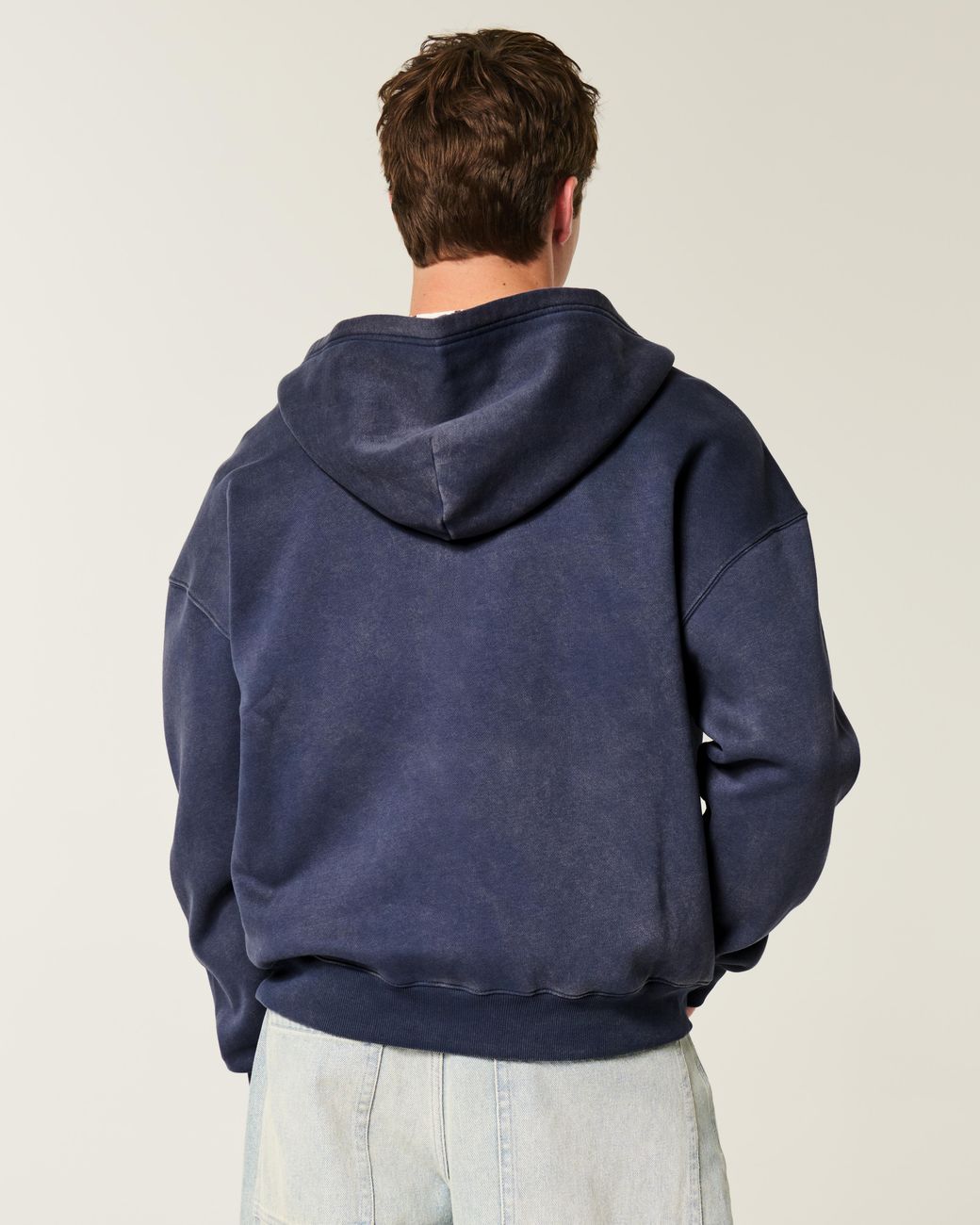 Hollister Blue Boxy Zip-up Hoodie for men