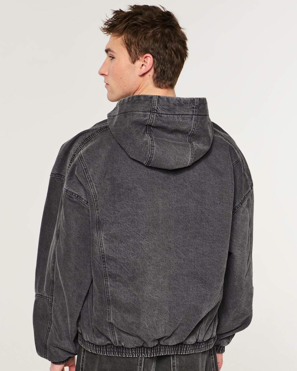 Hollister Gray Tattoo Graphic Denim Skater Jacket for men