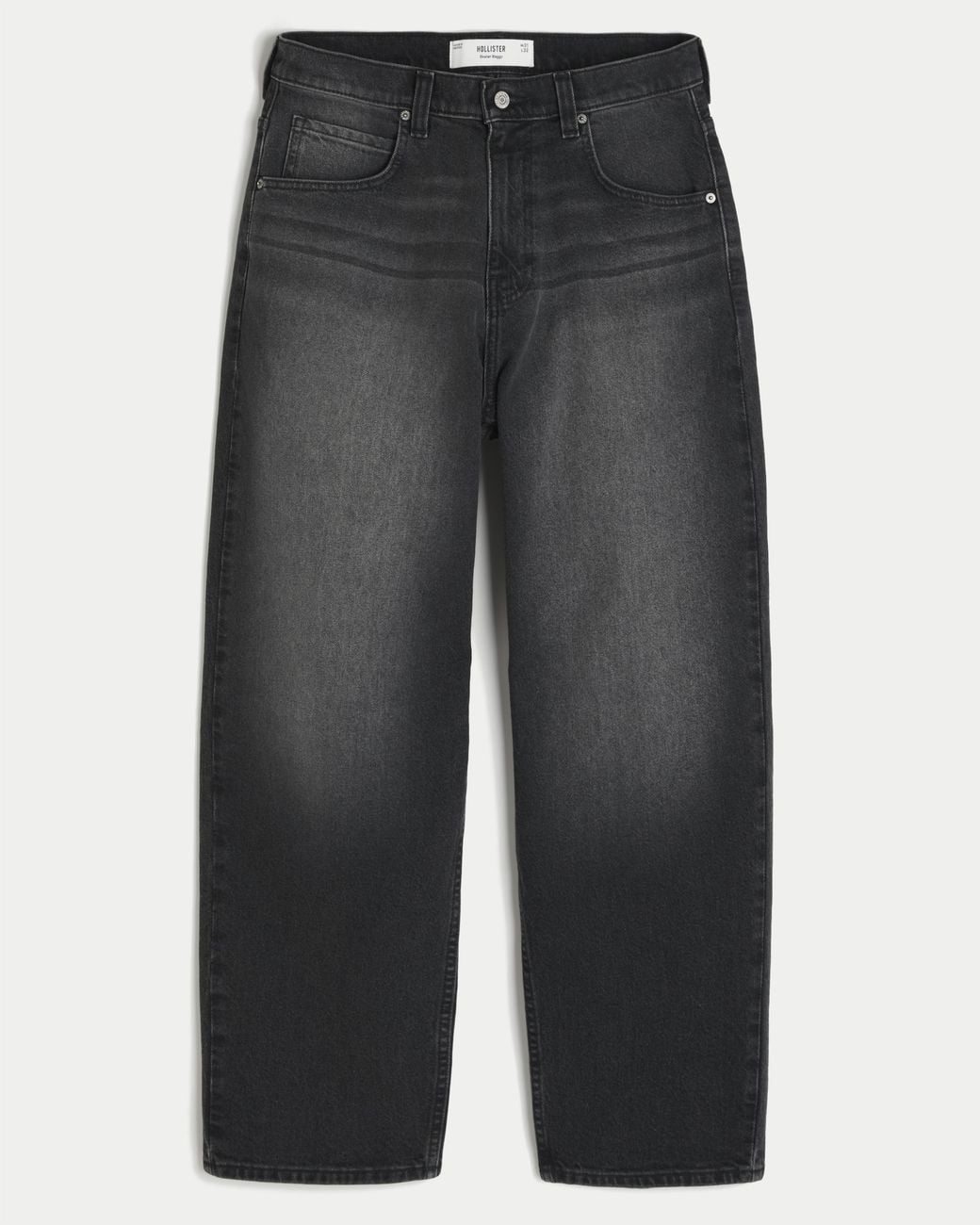 Hollister Gray Washed Black Graphic Skater Baggy Jeans for men