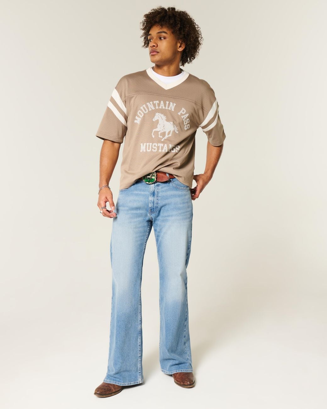 Hollister Blue Medium Wash Flare Jeans for men
