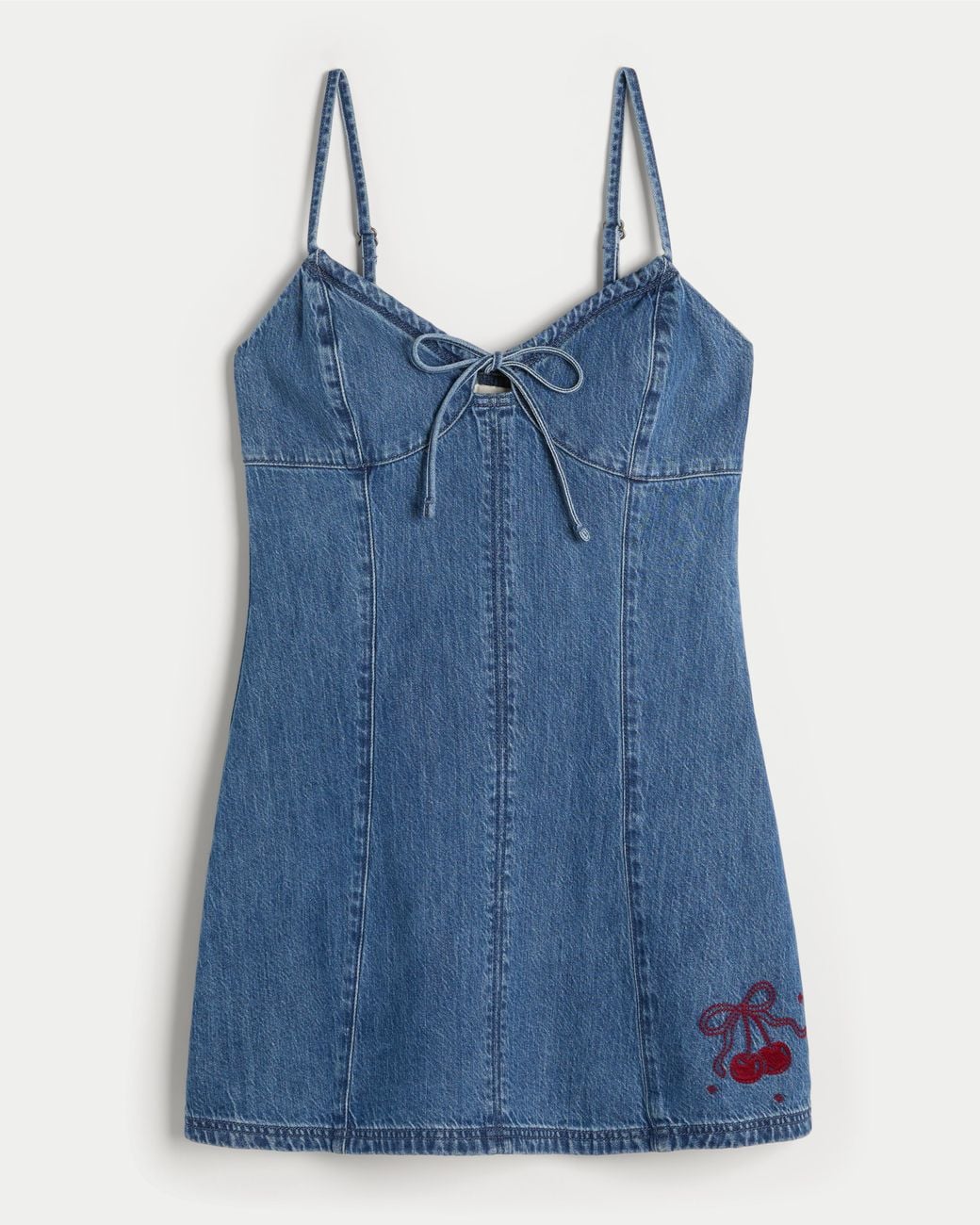 Hollister Blue Denim Cherry Graphic Mini Dress