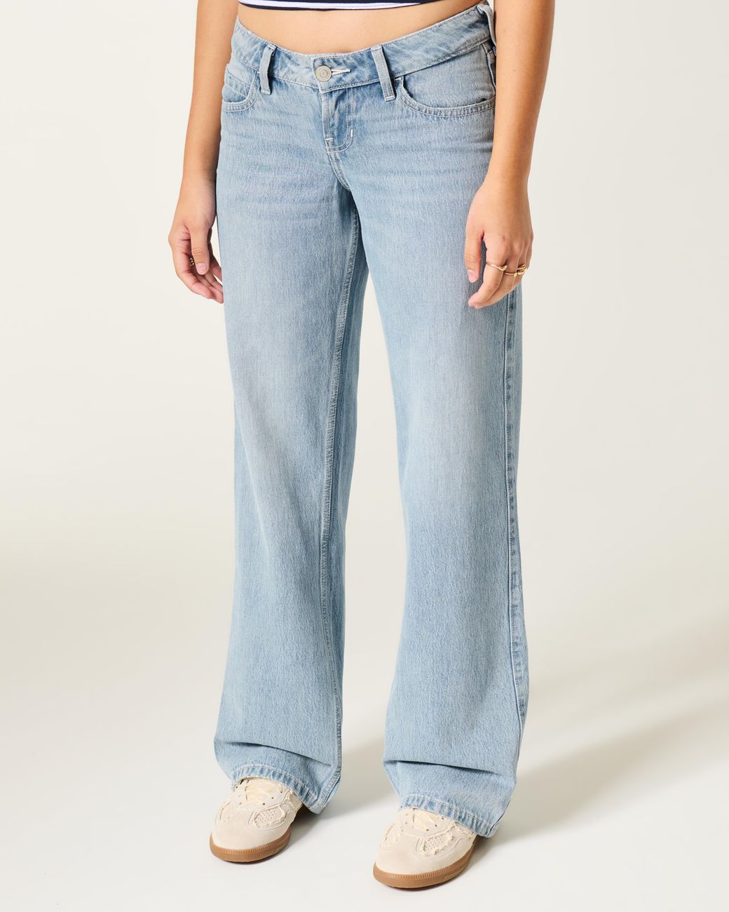 Hollister Blue Ultra Low-rise Light Wash Baggy Jeans