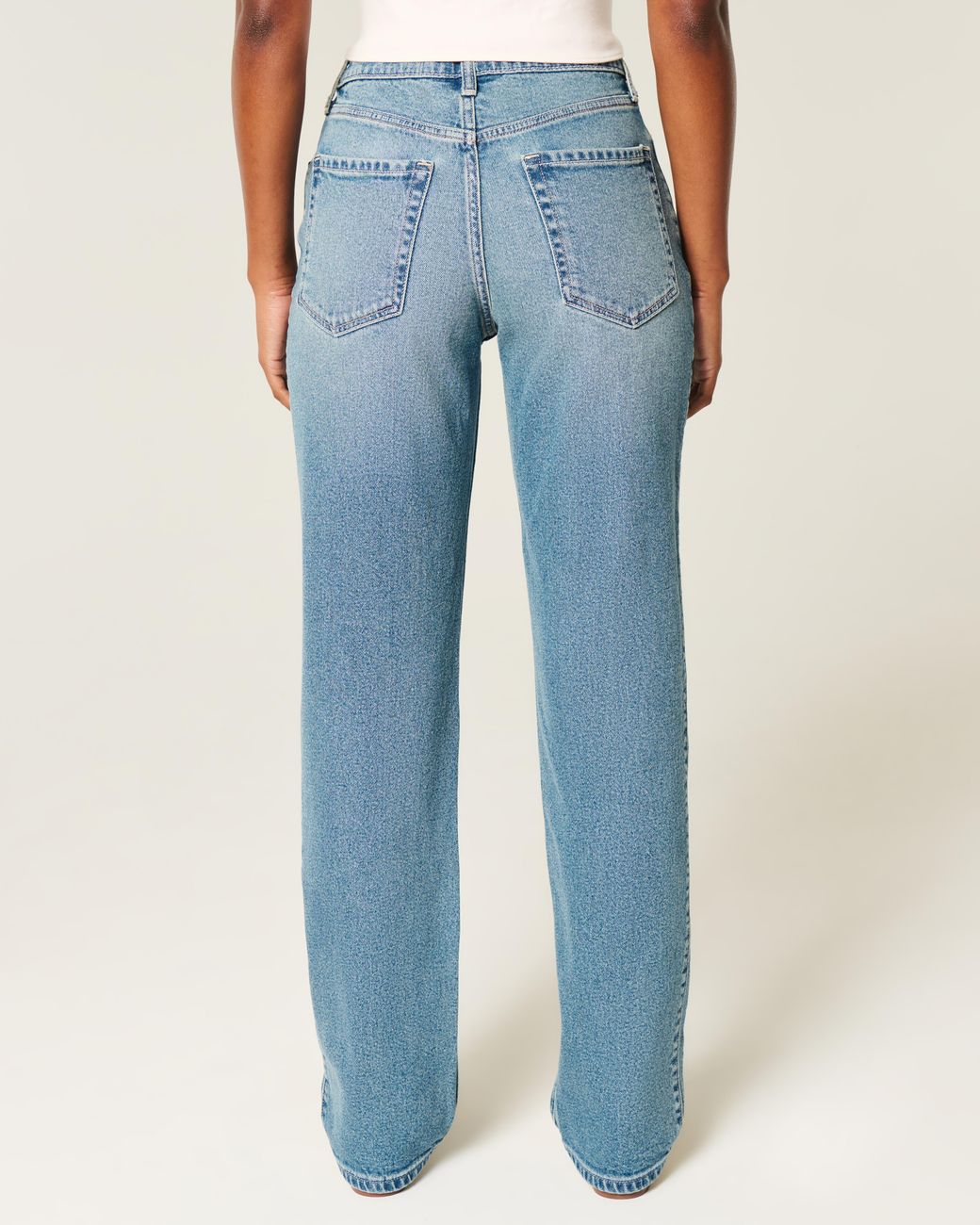 Hollister Blue High-rise Medium Wash Straight Jean