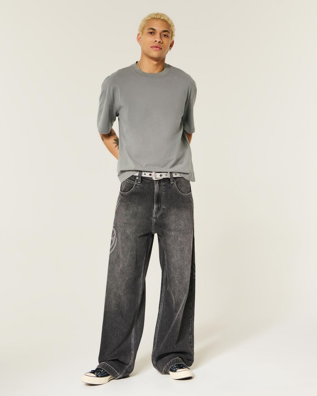Hollister Gray Super Boxy Crew T-shirt for men