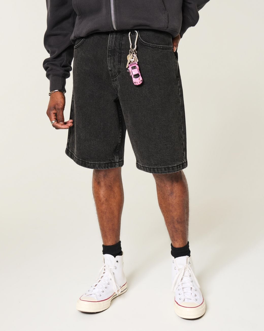 Hollister Black Baggy Jean Shorts for men
