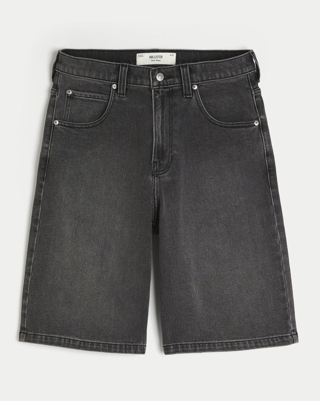 Hollister Black Star Applique Super Baggy Jean Shorts for men