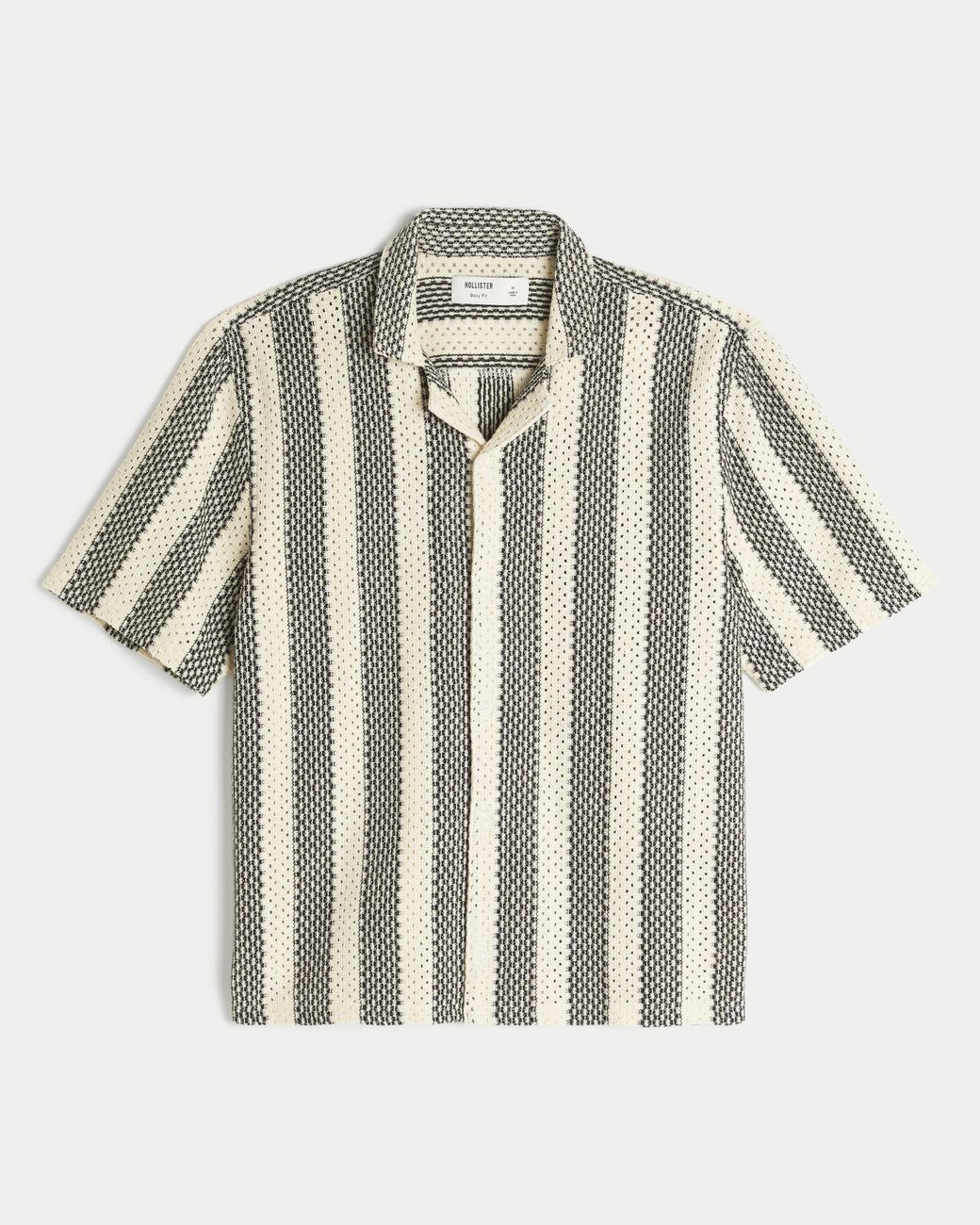 Hollister White Boxy Short-sleeve Crochet-style Shirt for men