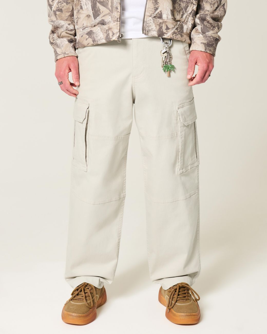 Hollister White Skater Baggy Cargo Pants for men