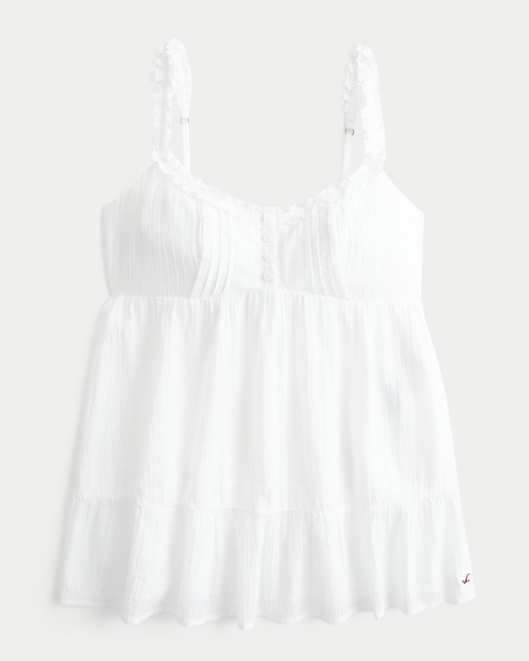 Hollister White Longline Ruffle Icon Tunic Babydoll Top