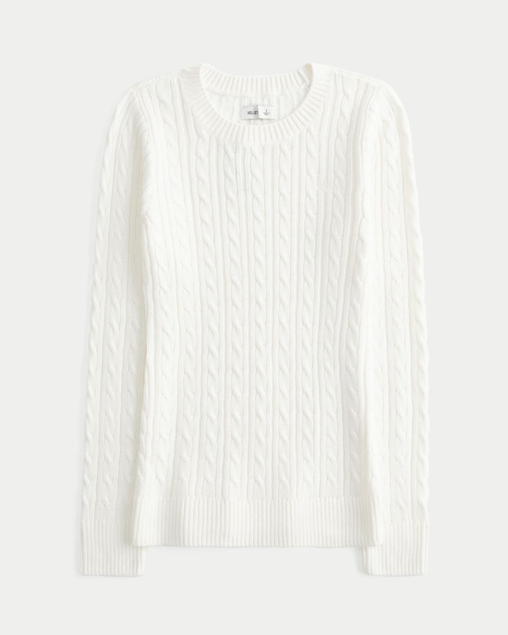 Hollister White Cable-knit Icon Crew Sweater