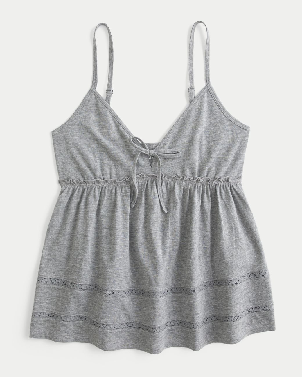 Hollister Gray Easy Tie Front Babydoll Top