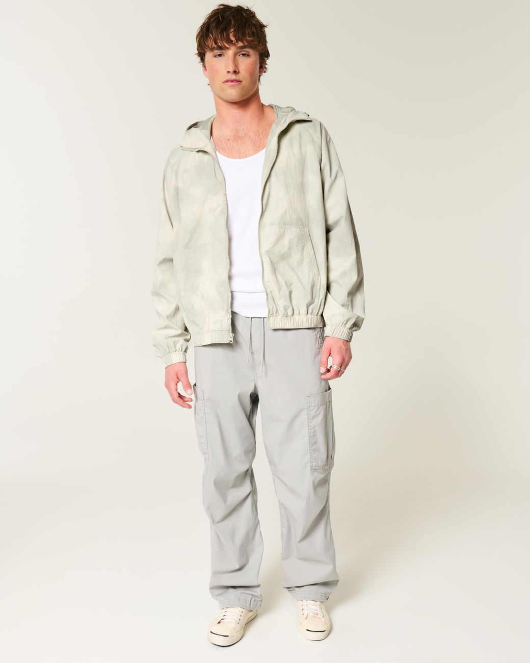 Hollister White Camo Zip-up Windbreaker Jacket for men