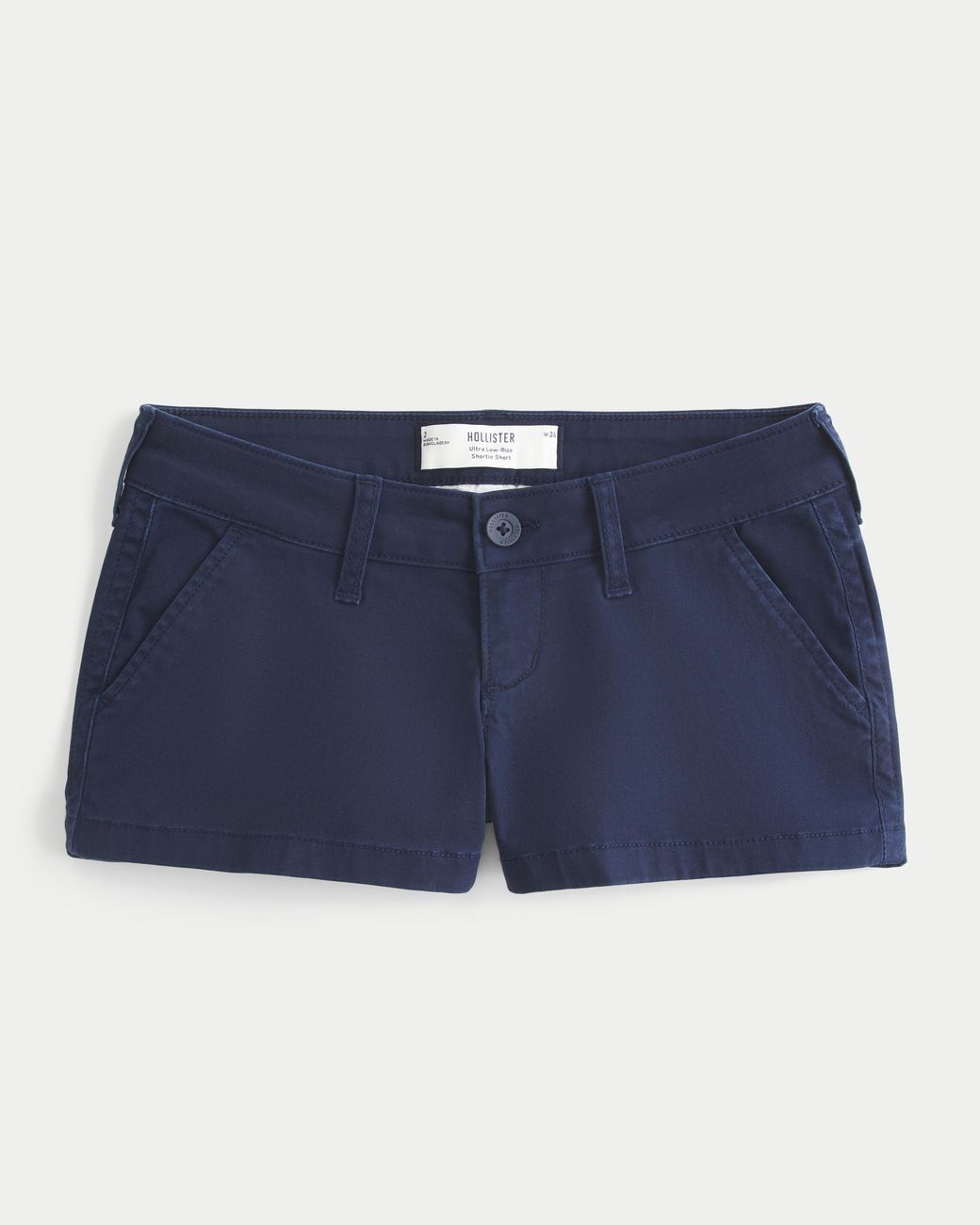 Hollister Blue Ultra Low-rise Twill Shortie Shorts