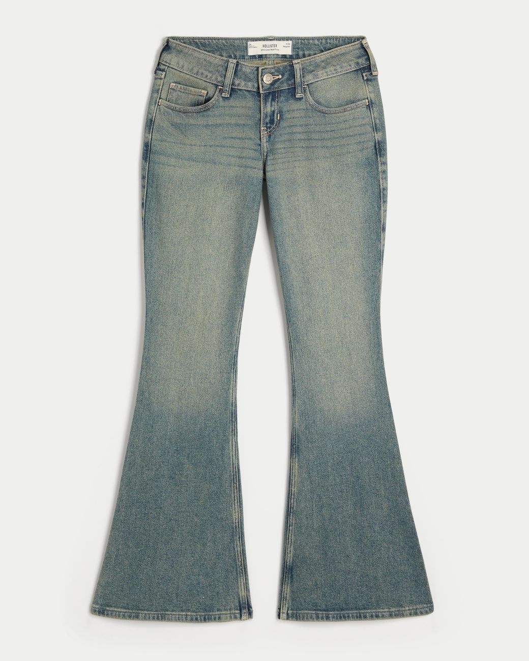 Hollister Blue Ultra Low-rise Medium Wash Flare Jeans