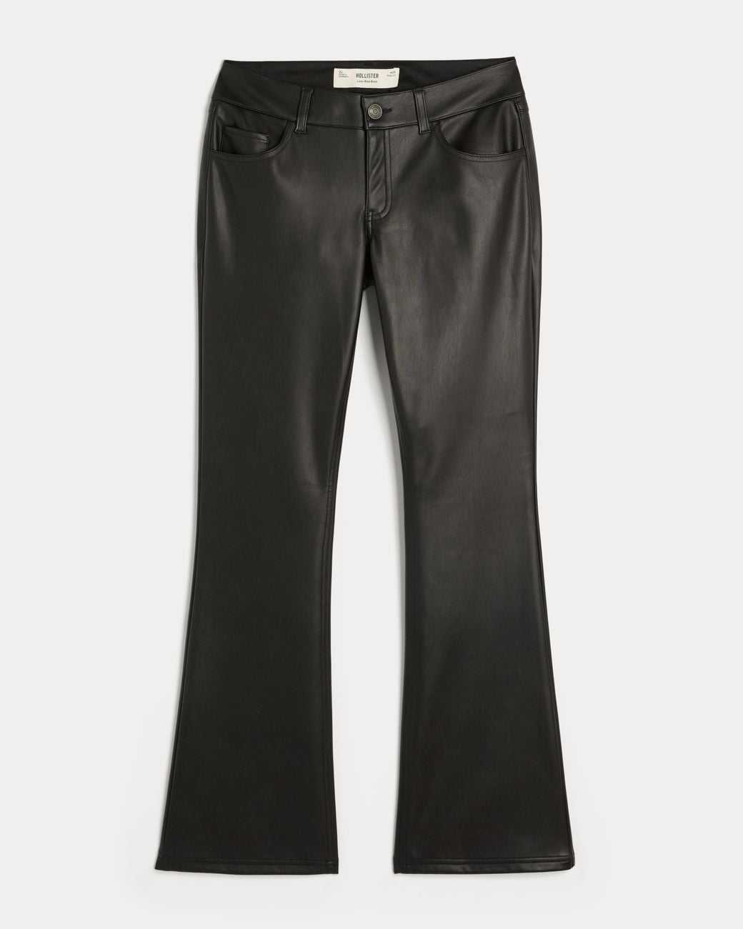 Hollister Gray Low-rise Faux Leather Bootcut Pants