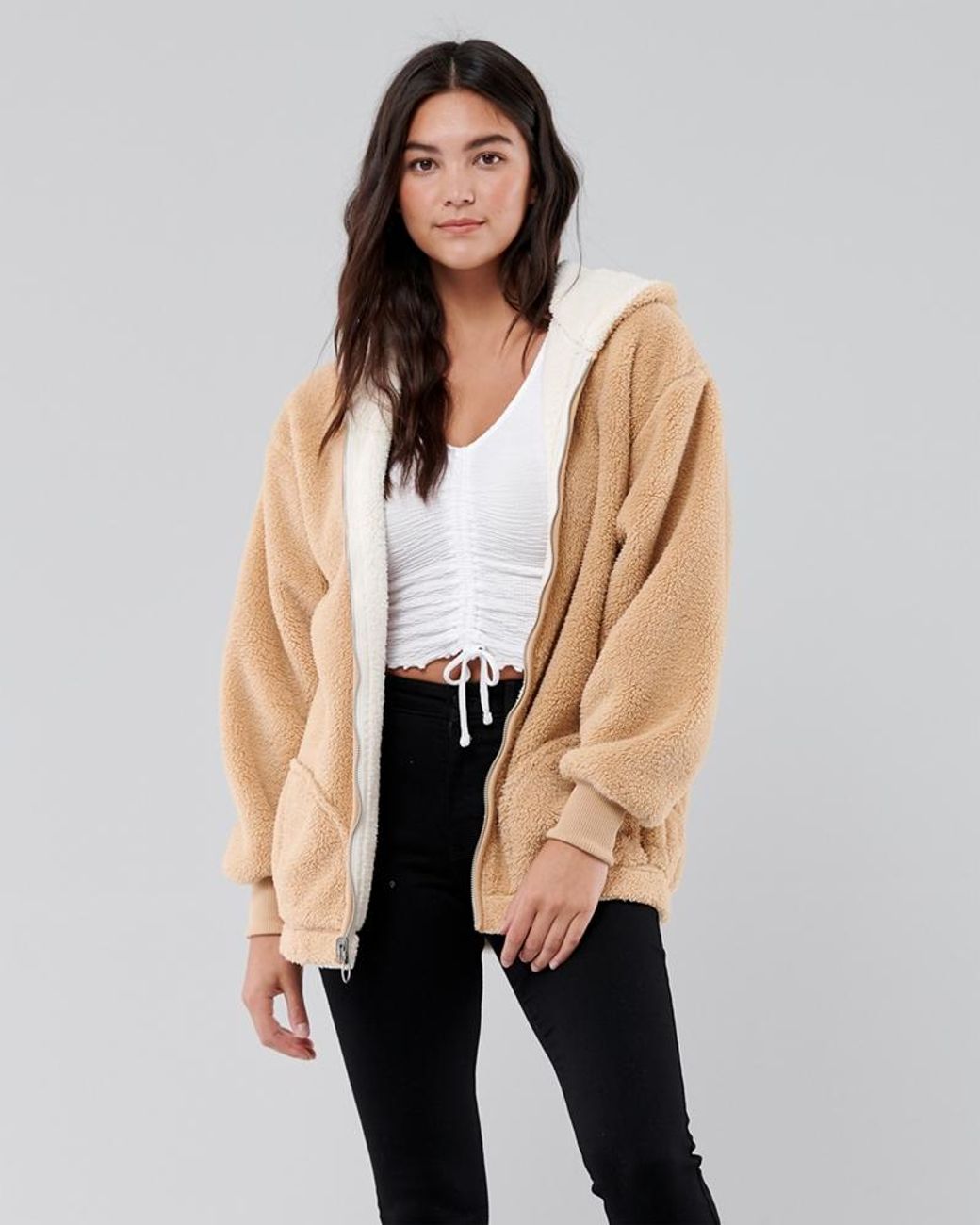 Hollister sherpa sweater new arrivals