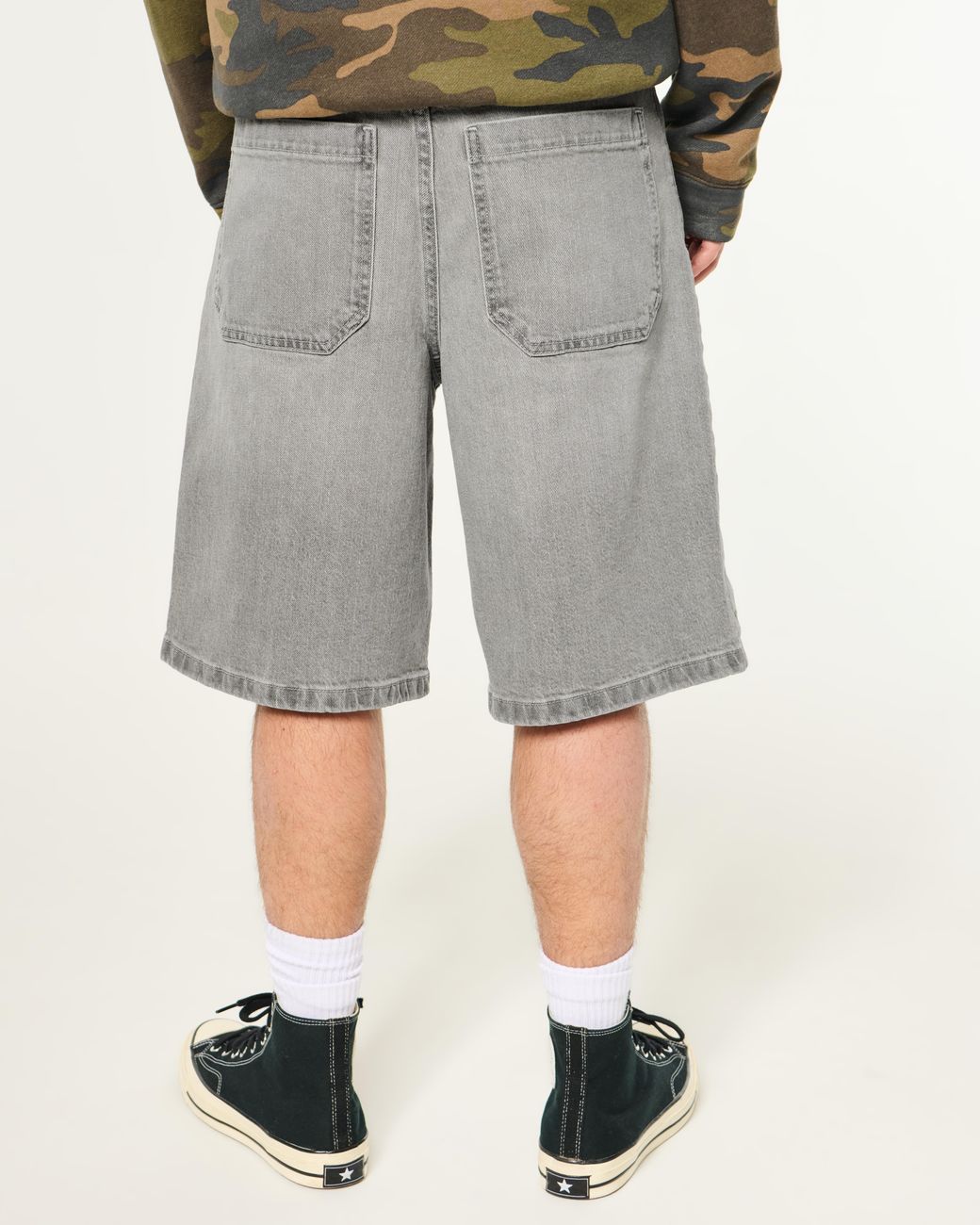 Hollister Gray Super Baggy Jean Shorts for men