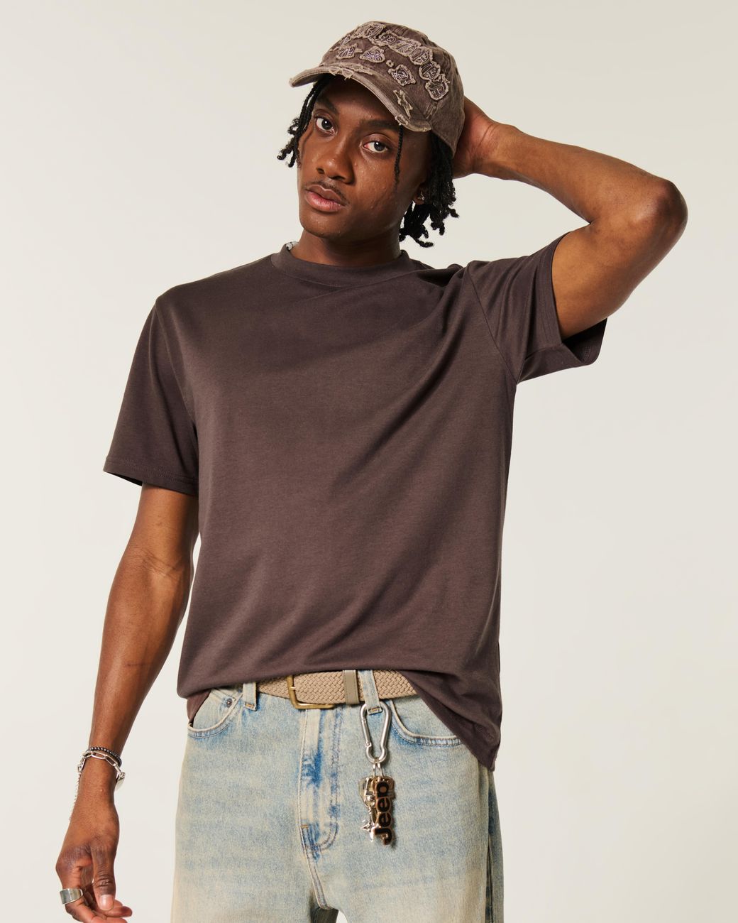 Hollister Brown Relaxed Everyday Tee for men