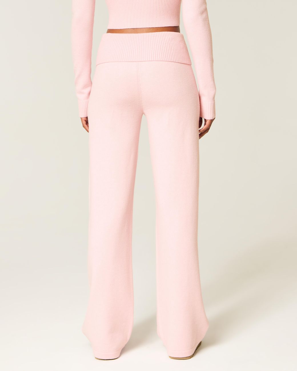 Hollister Pink Gilly Hicks Sweater-knit Foldover Straight Pants
