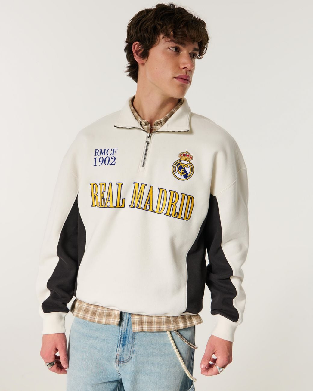 Hollister Natural Real Madrid Cf Graphic Quarter-zip Sweatshirt for men