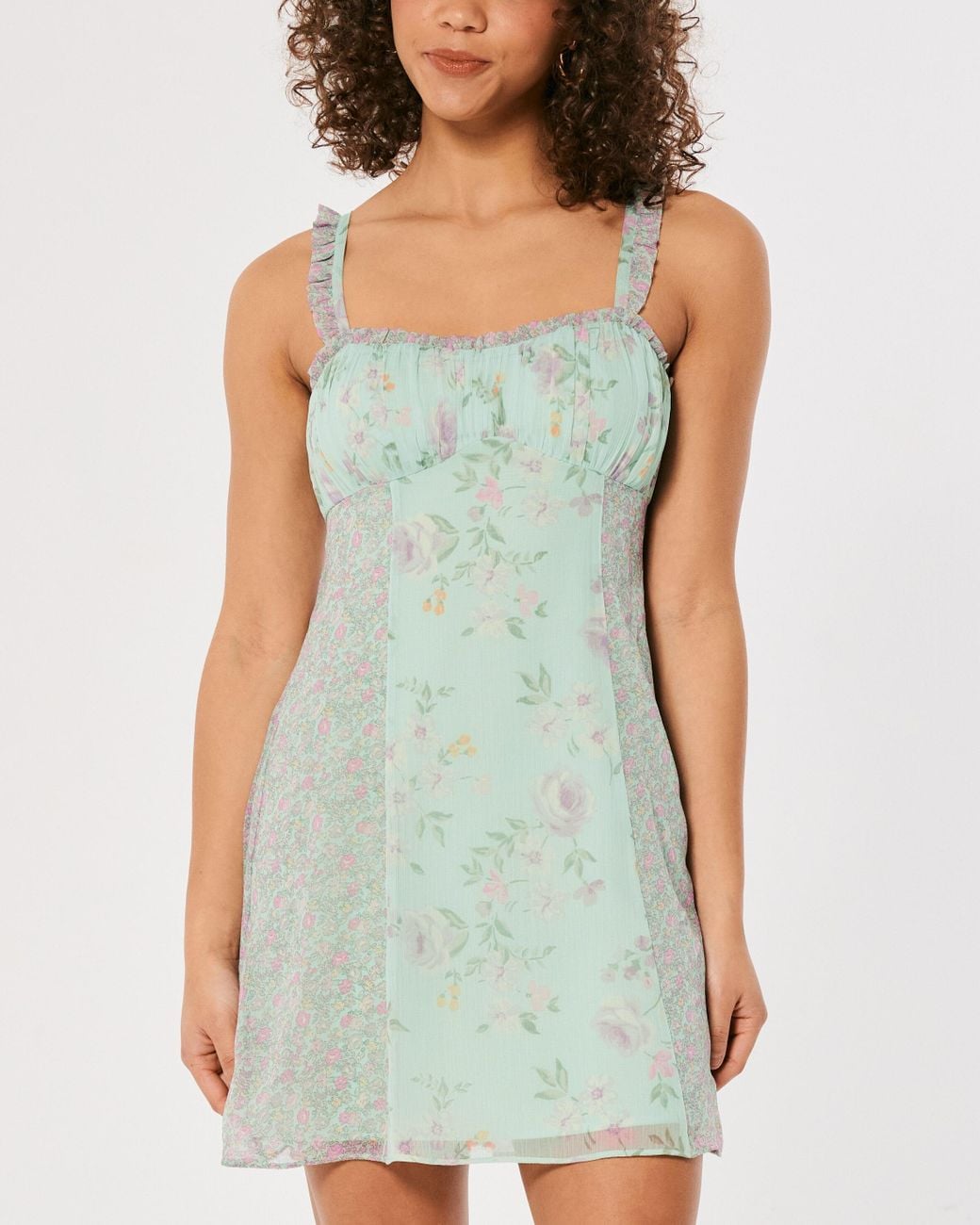 Hollister Social Tourist Ruched Chiffon Mini Dress in Blue | Lyst UK