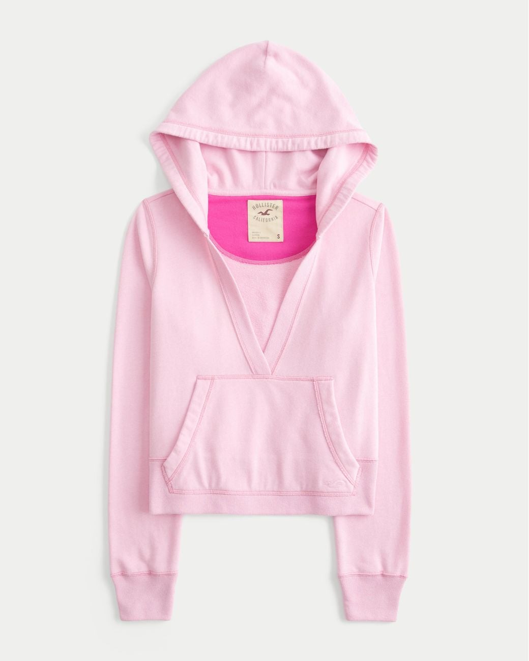 Hollister Pink Easy V-neck Hoodie