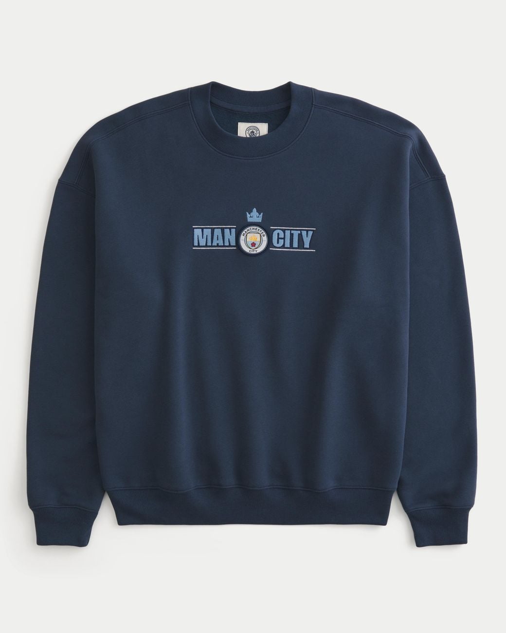 Hollister Blue Boxy Manchester City Fc Graphic Crew Sweatshirt for men