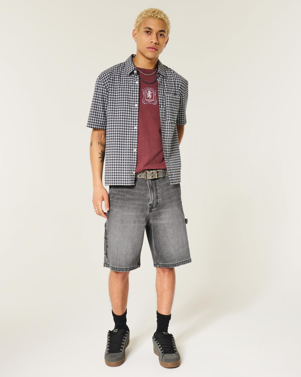 Hollister Gray Washed Black Painter Jean Shorts for men