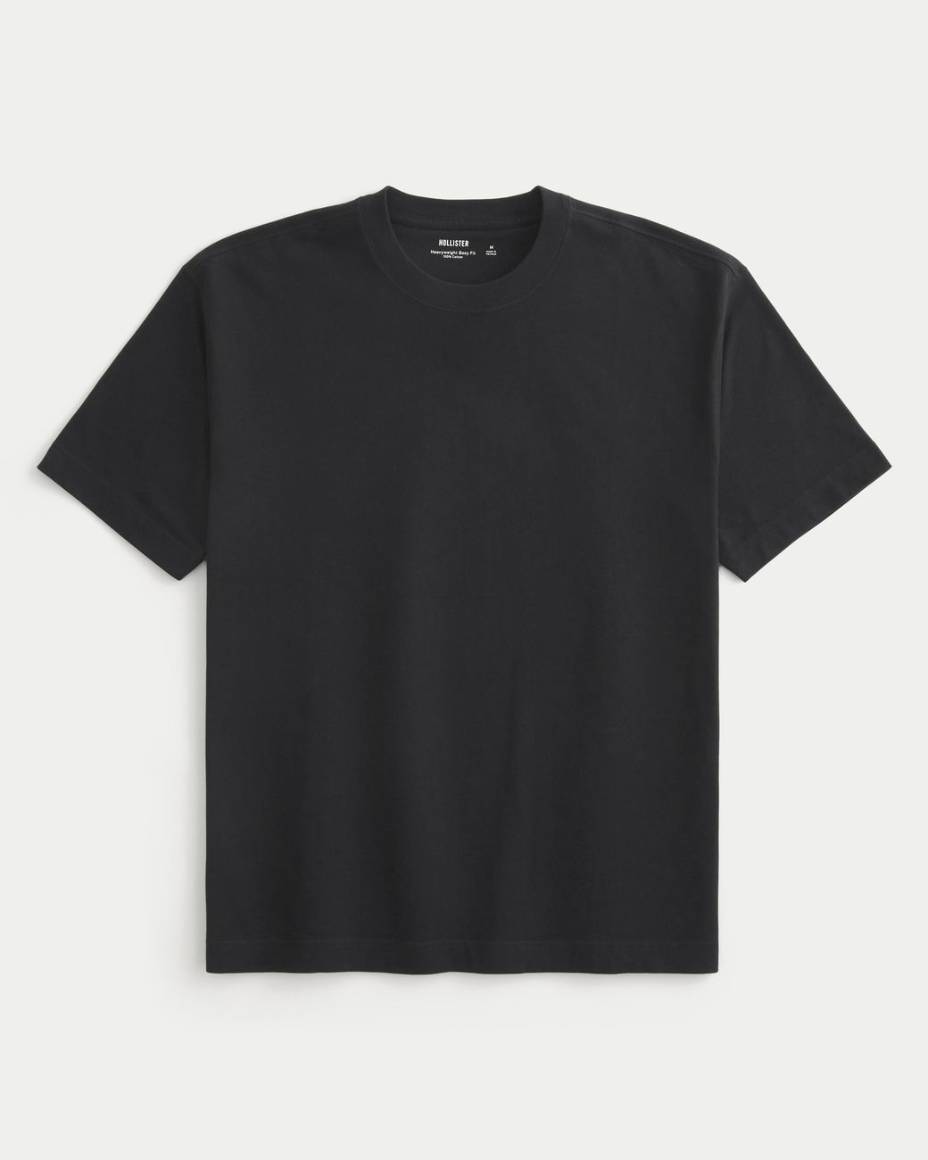 Hollister Black Boxy Heavyweight Cotton Crew T-shirt for men