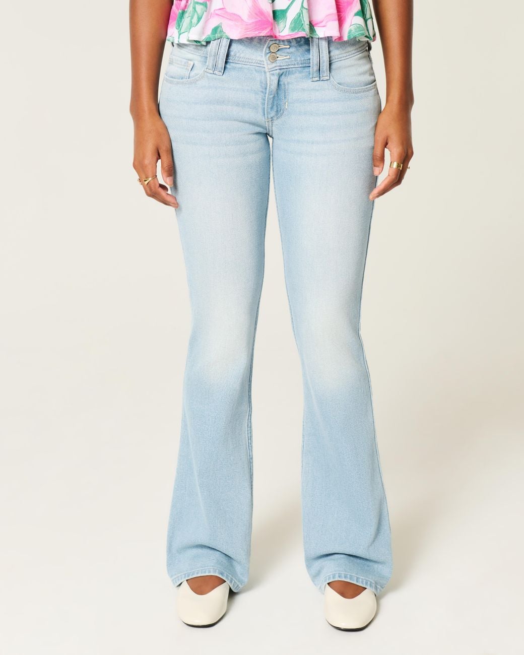 Hollister Blue Low-rise Light Wash Bootcut Jeans